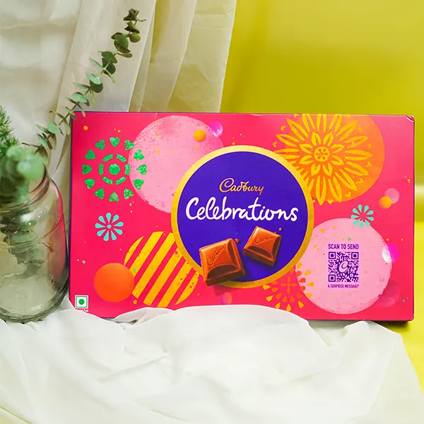 Colorful Blue Rakhi & Lumba with Cadbury Celebrations Chocolate box