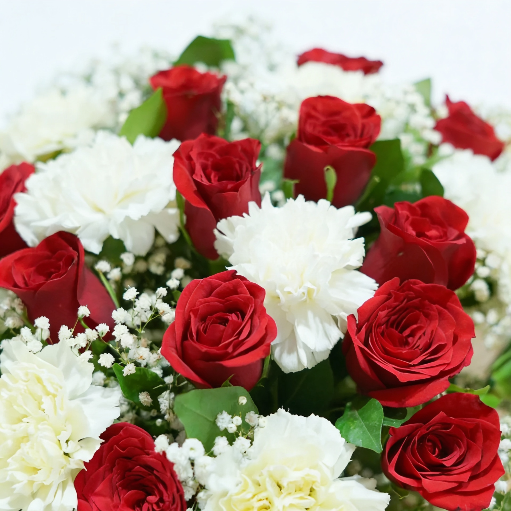 Classic Red Rose & White Carnation Bouquet