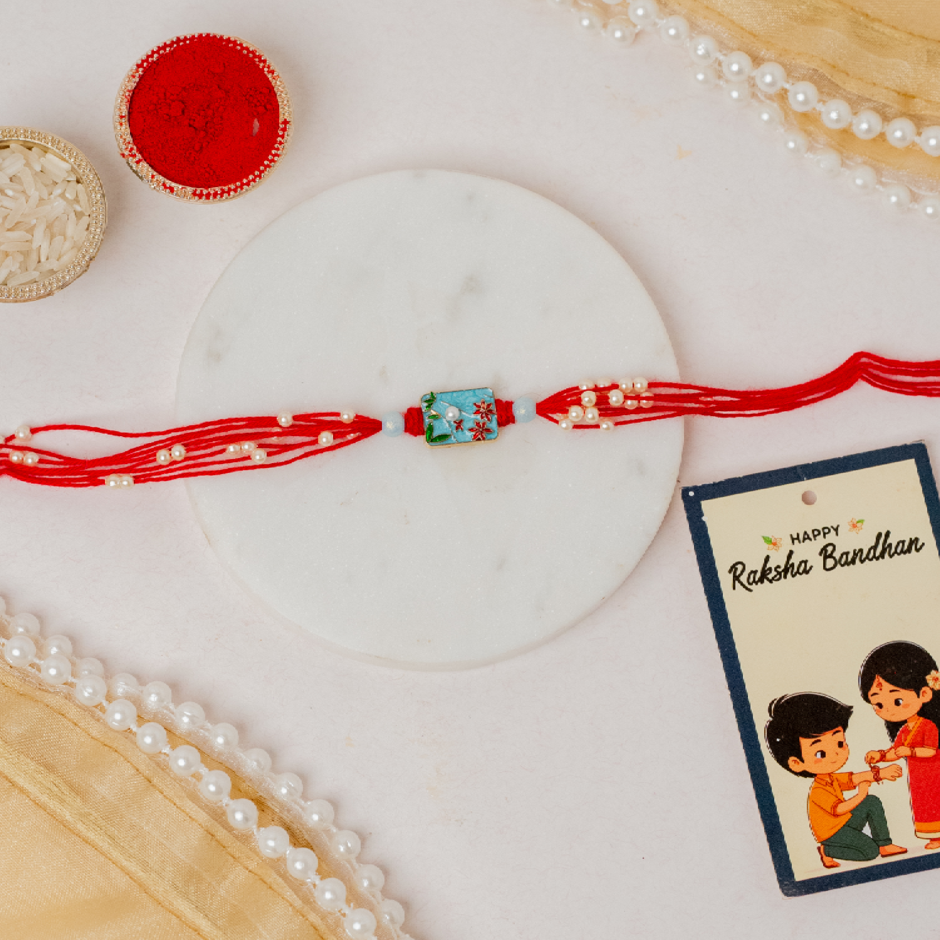 Designer Floral Rakhi & Thaali