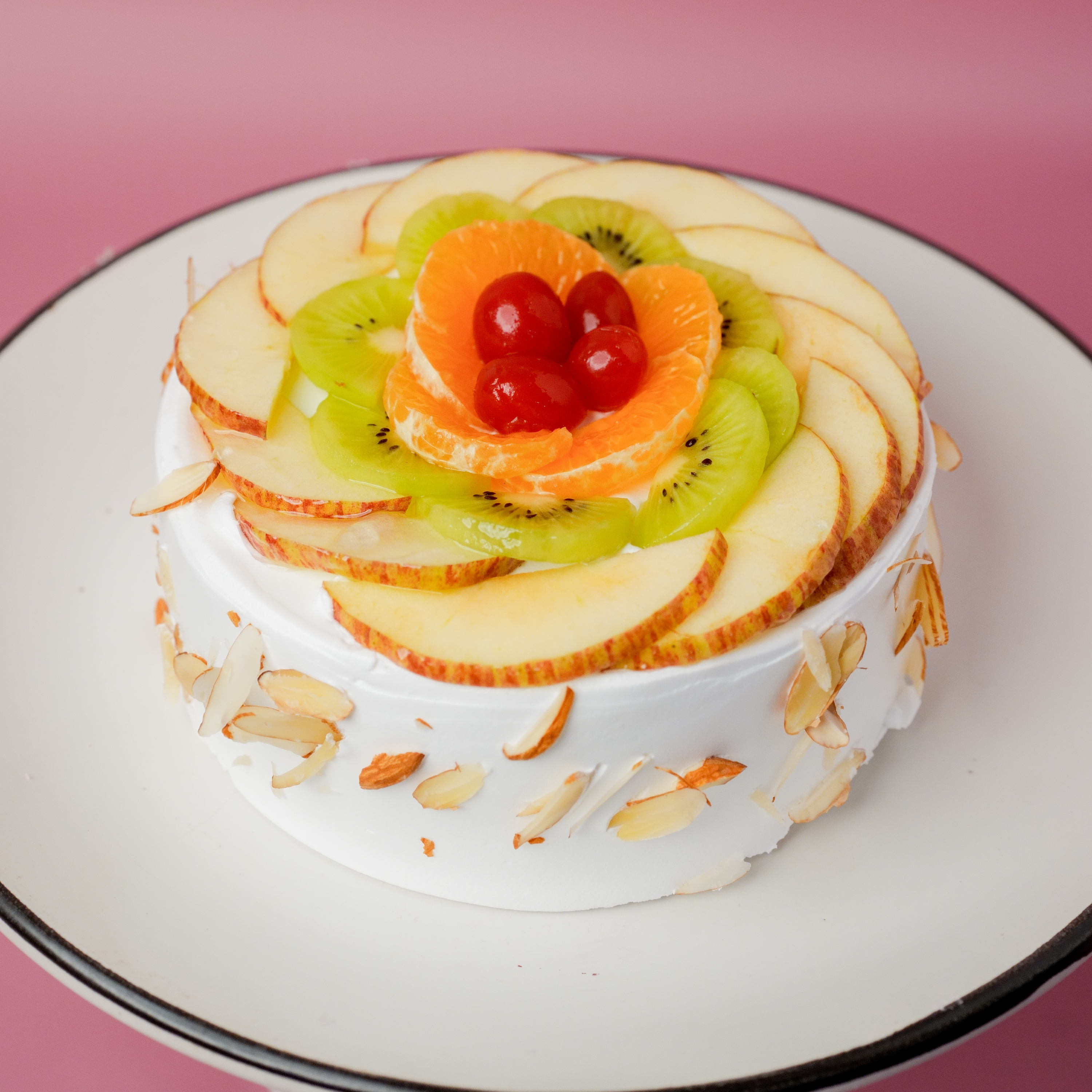 Blush Blooms & Fresh Fruit Cake