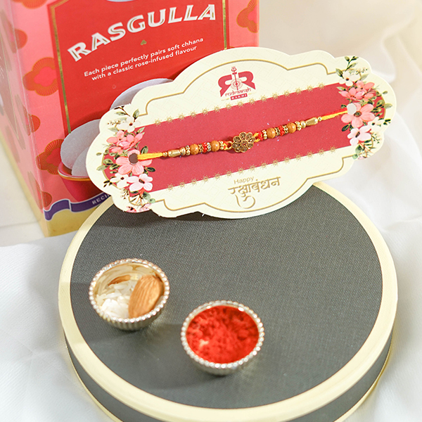 Stone Studded Metal Rakhi Combo