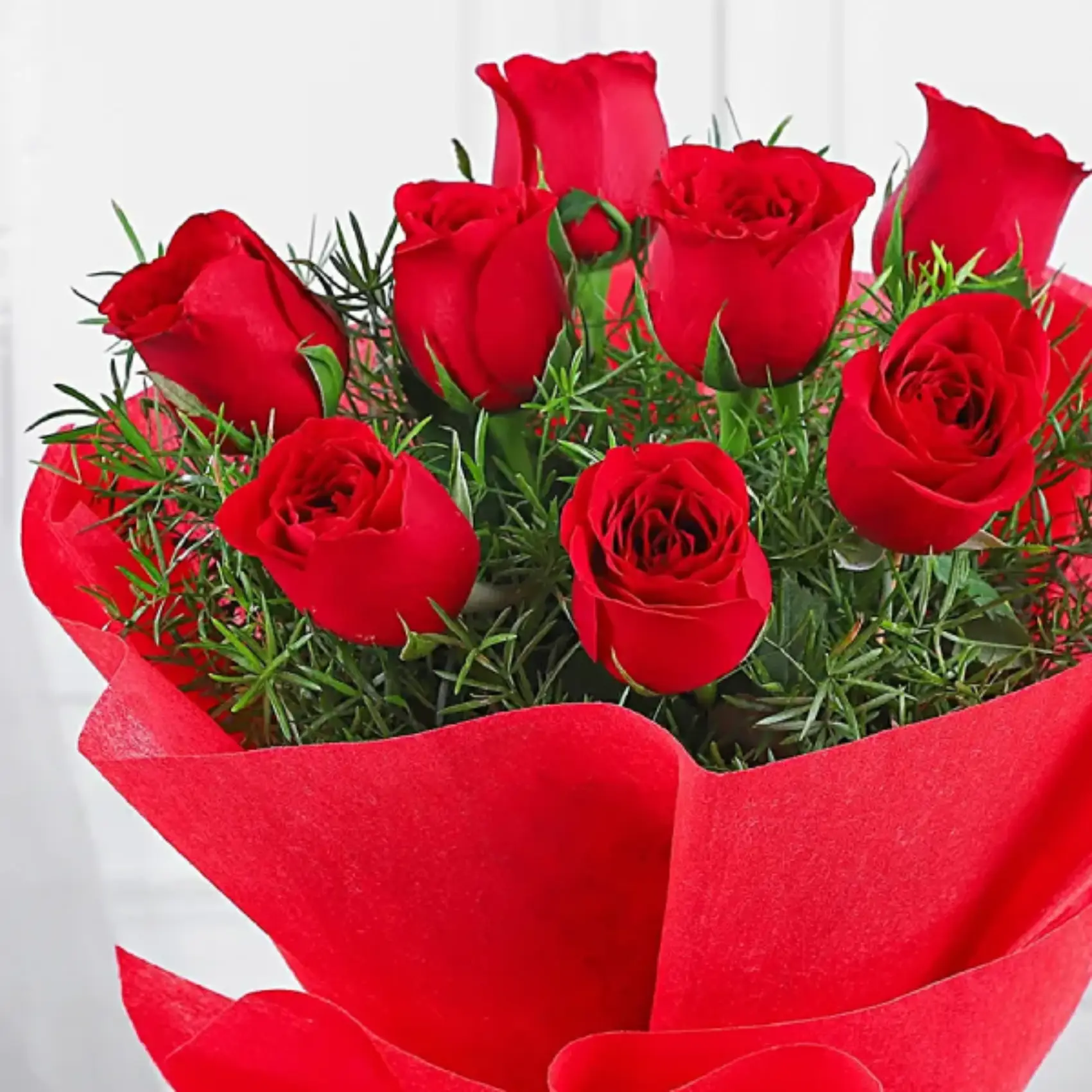 Fresh Flowers Bunch of 8 Red Roses