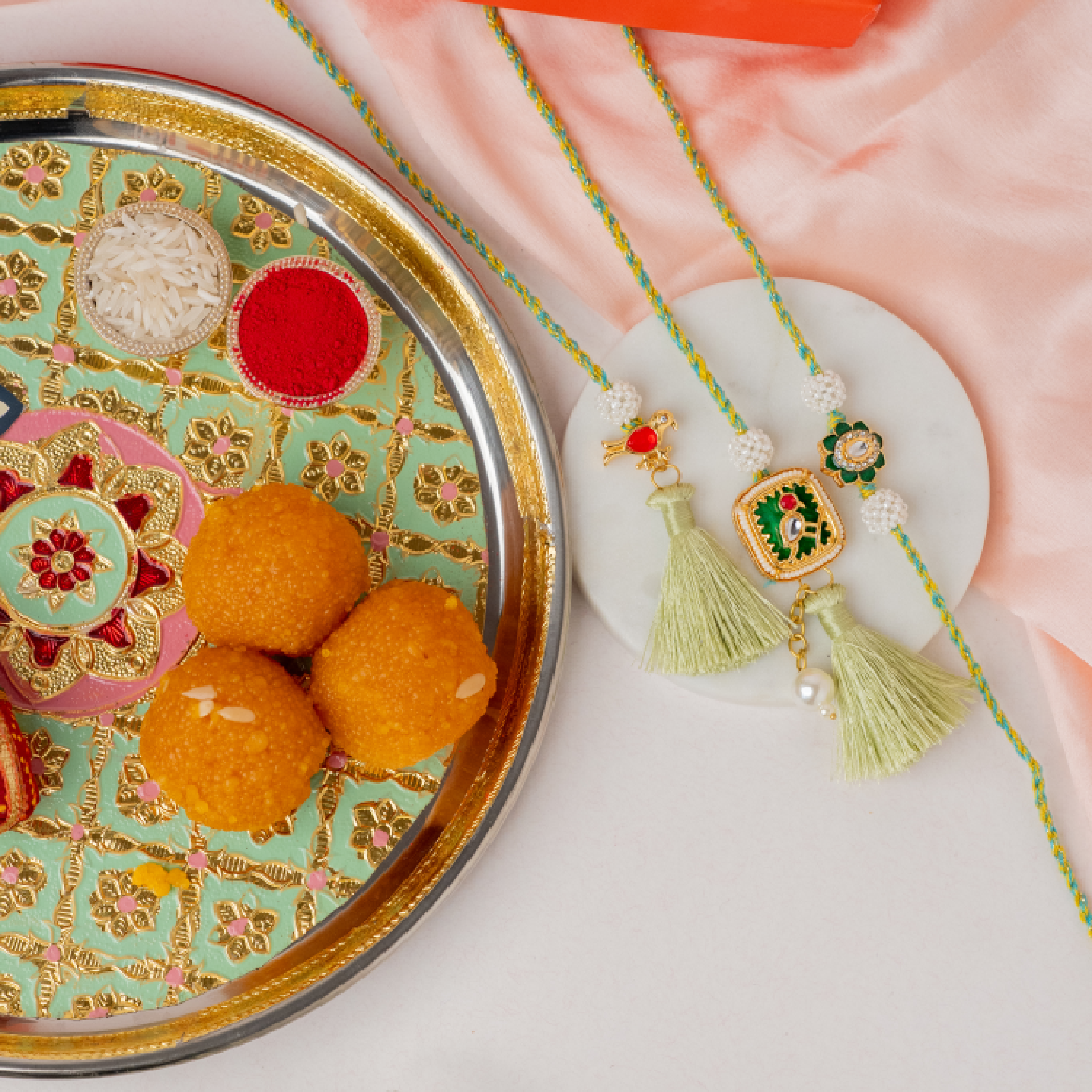 Meenakari Lumba Rakhi & Ladoo