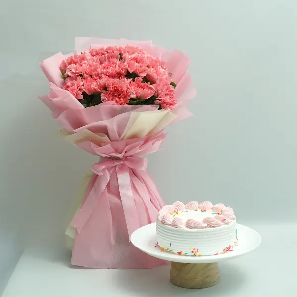 Strawberry Cake & Carnation Bliss