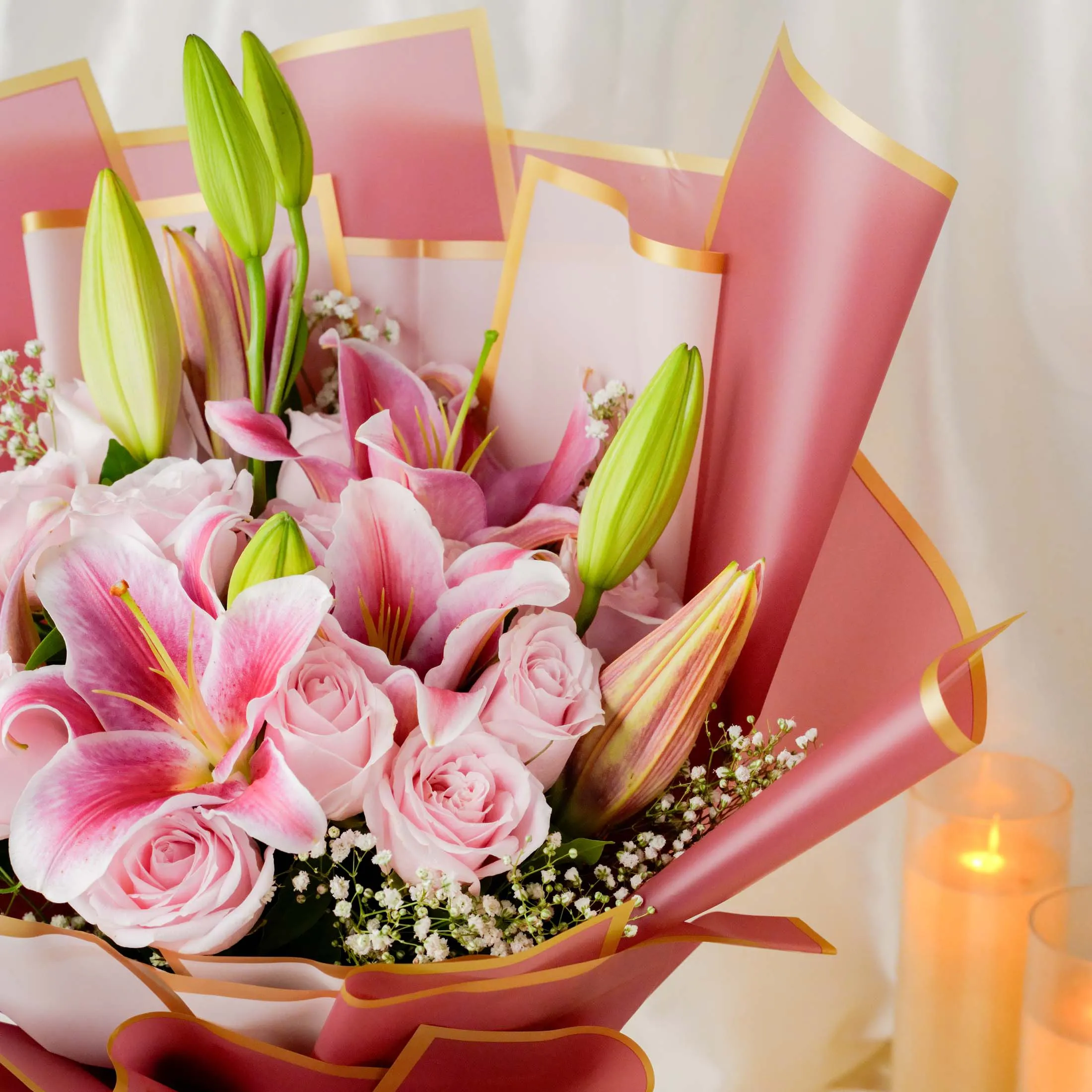 Pink Lily & Rose Charm
