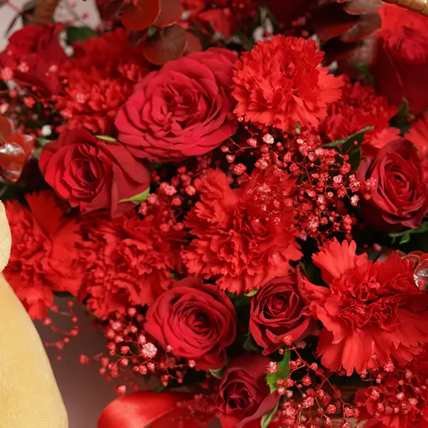 Red Rose Basket with Warm Hugs