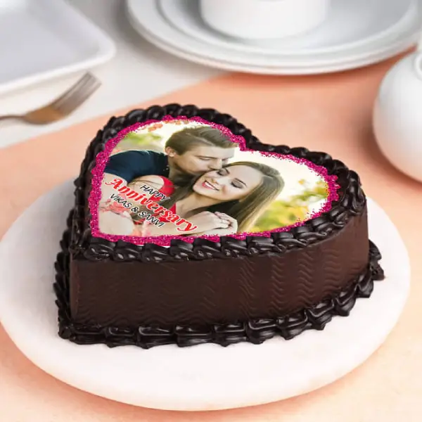 Heart Shape Choco Photo Cake