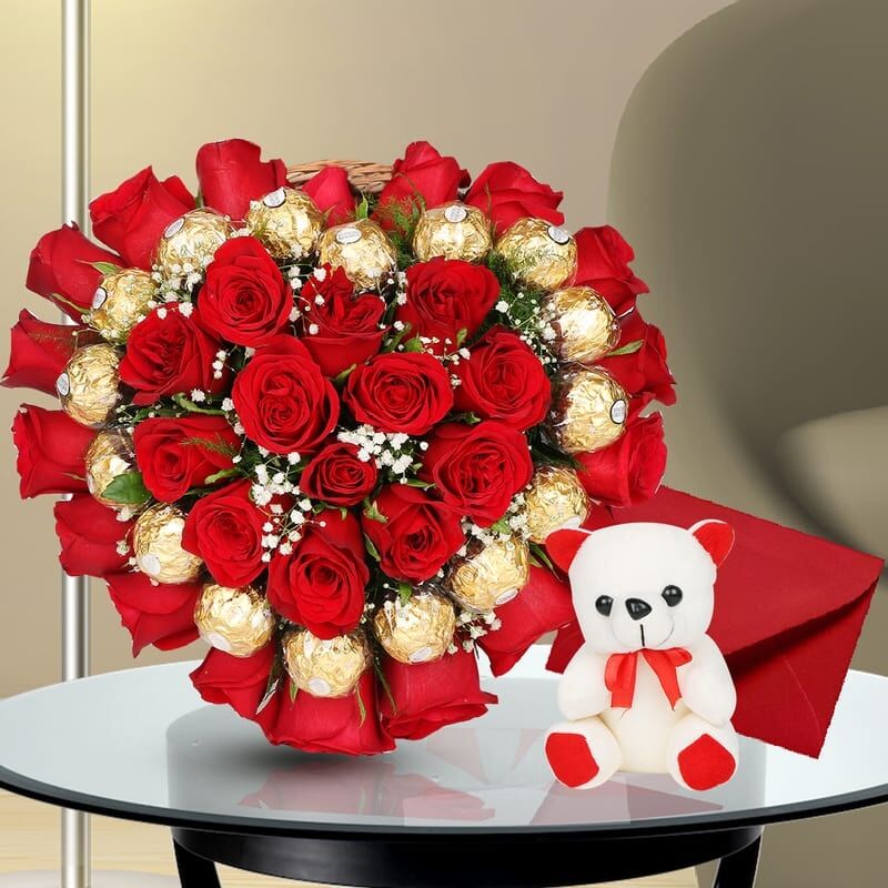 Red Ferrero Heart with Teddy