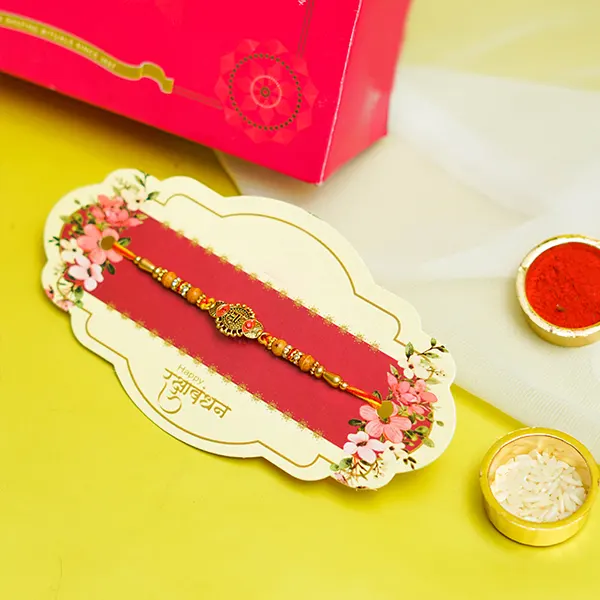 Bead Rakhi with Kaju Katli