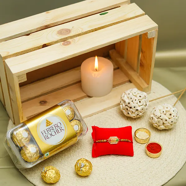 Sacred Bead Rakhi with Ferrero Rocher Chocolate Box