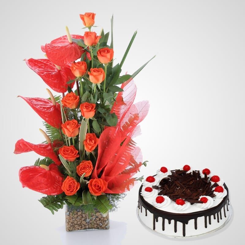 Luxurious Red with Black Forest Cake