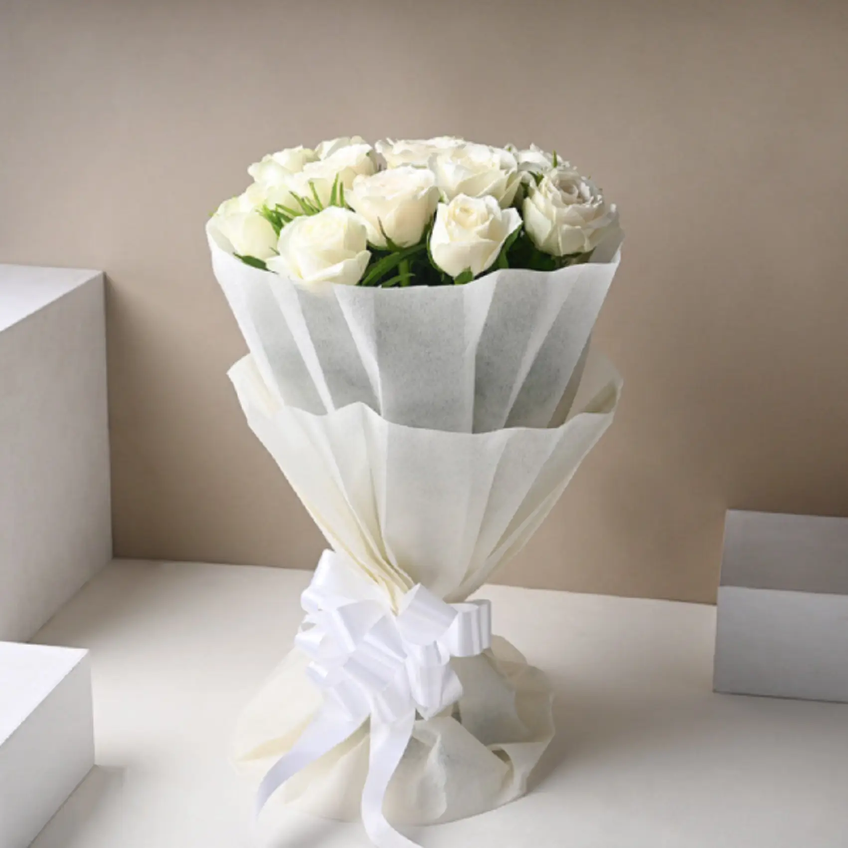 Pure White Roses With  Temptations
