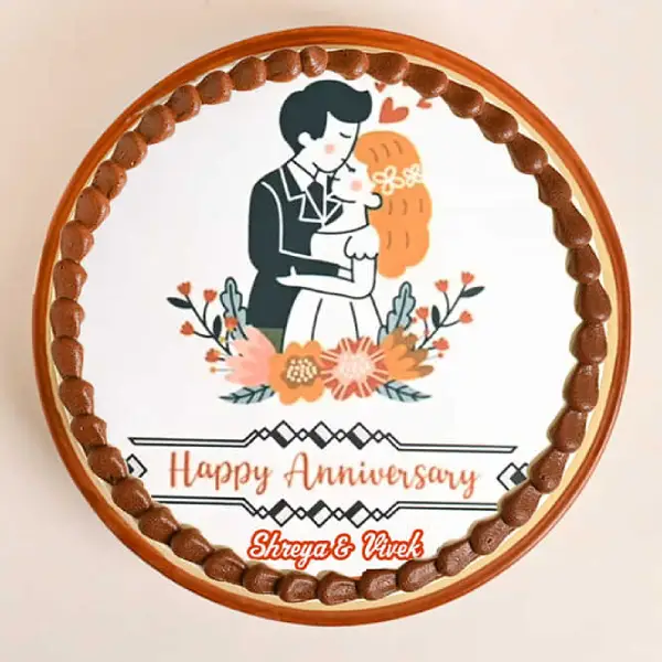 Couple Anniversary Photo Cake