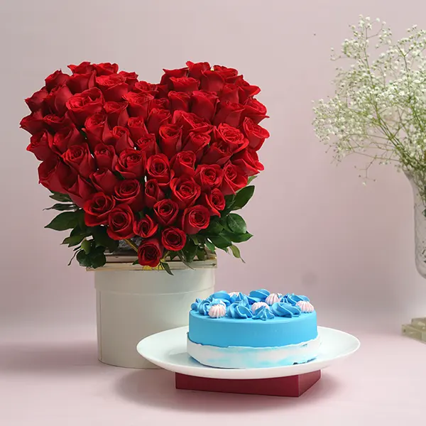 Vanilla Cake & Heartfelt Red Roses