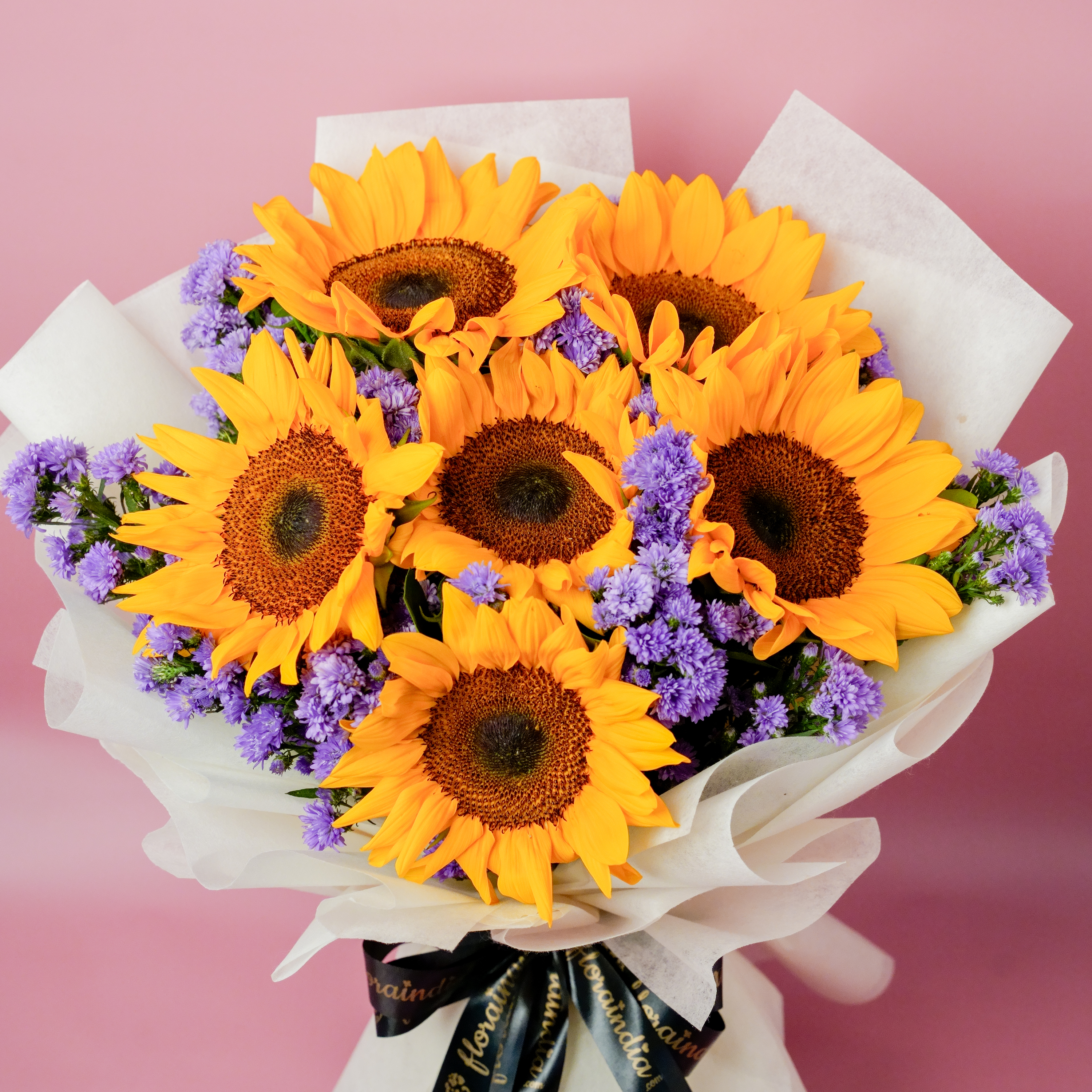 Sunflower Bouquet with Blue & Purple Daisies Sunflower Bouquet with Blue & Purple Daisies