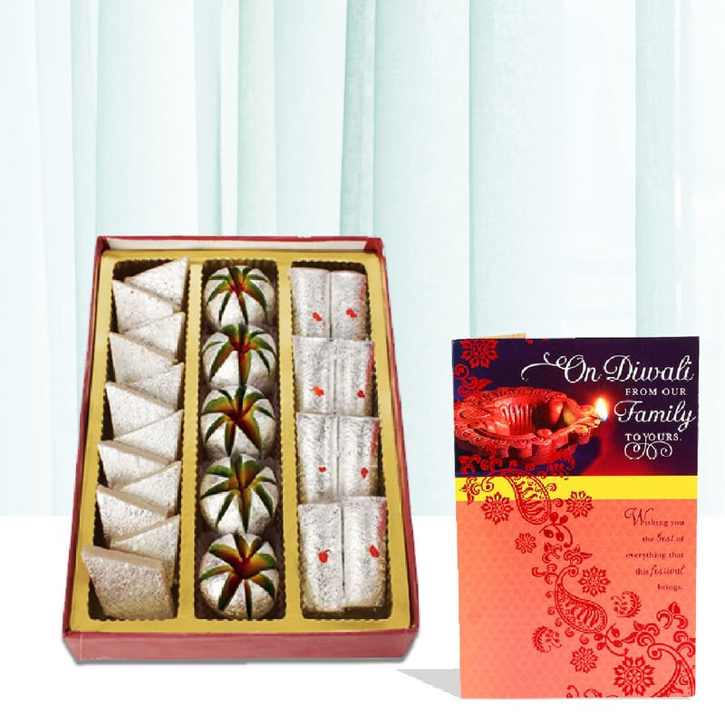 Kaju Sweets with Diwali Card