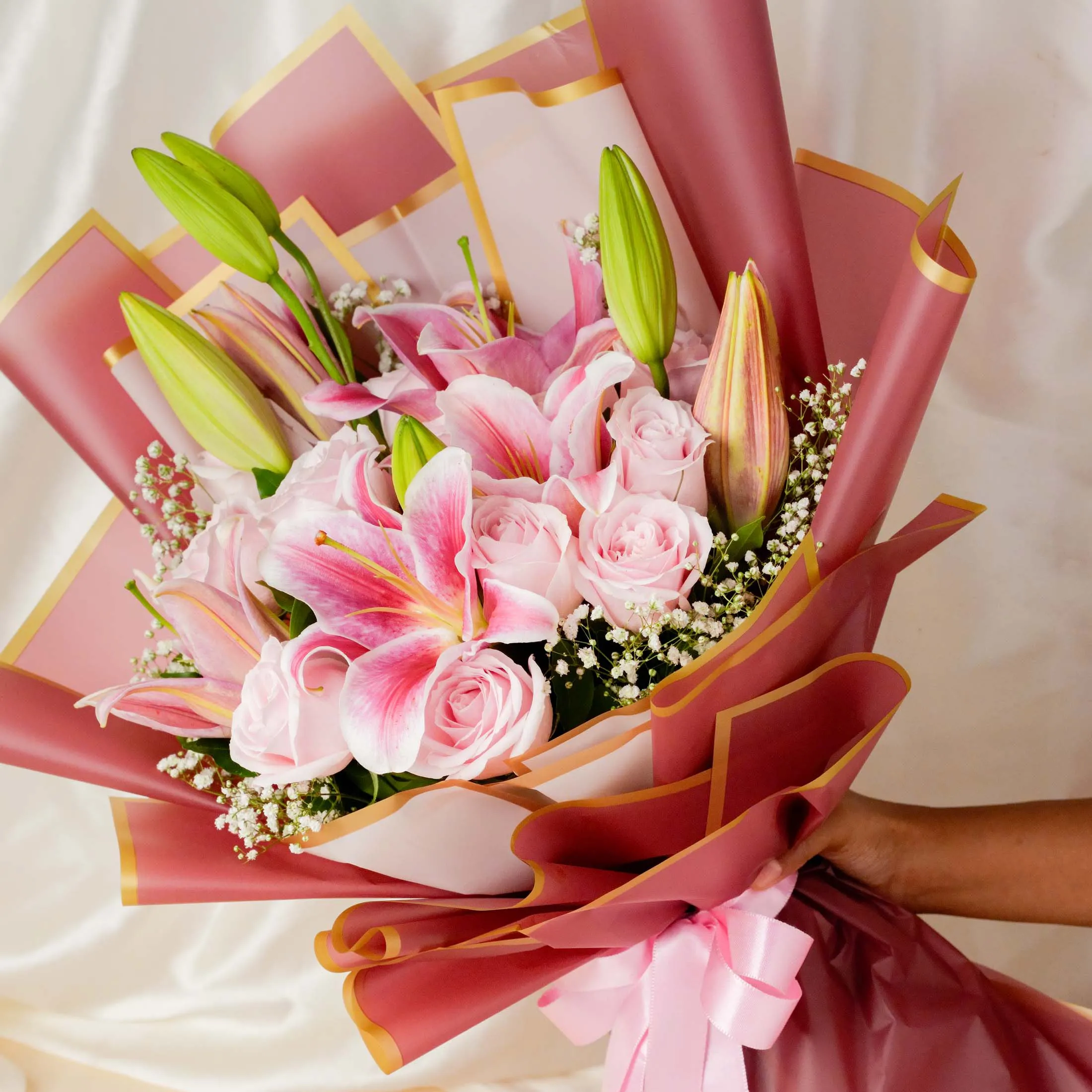 Pink Lily & Rose Charm