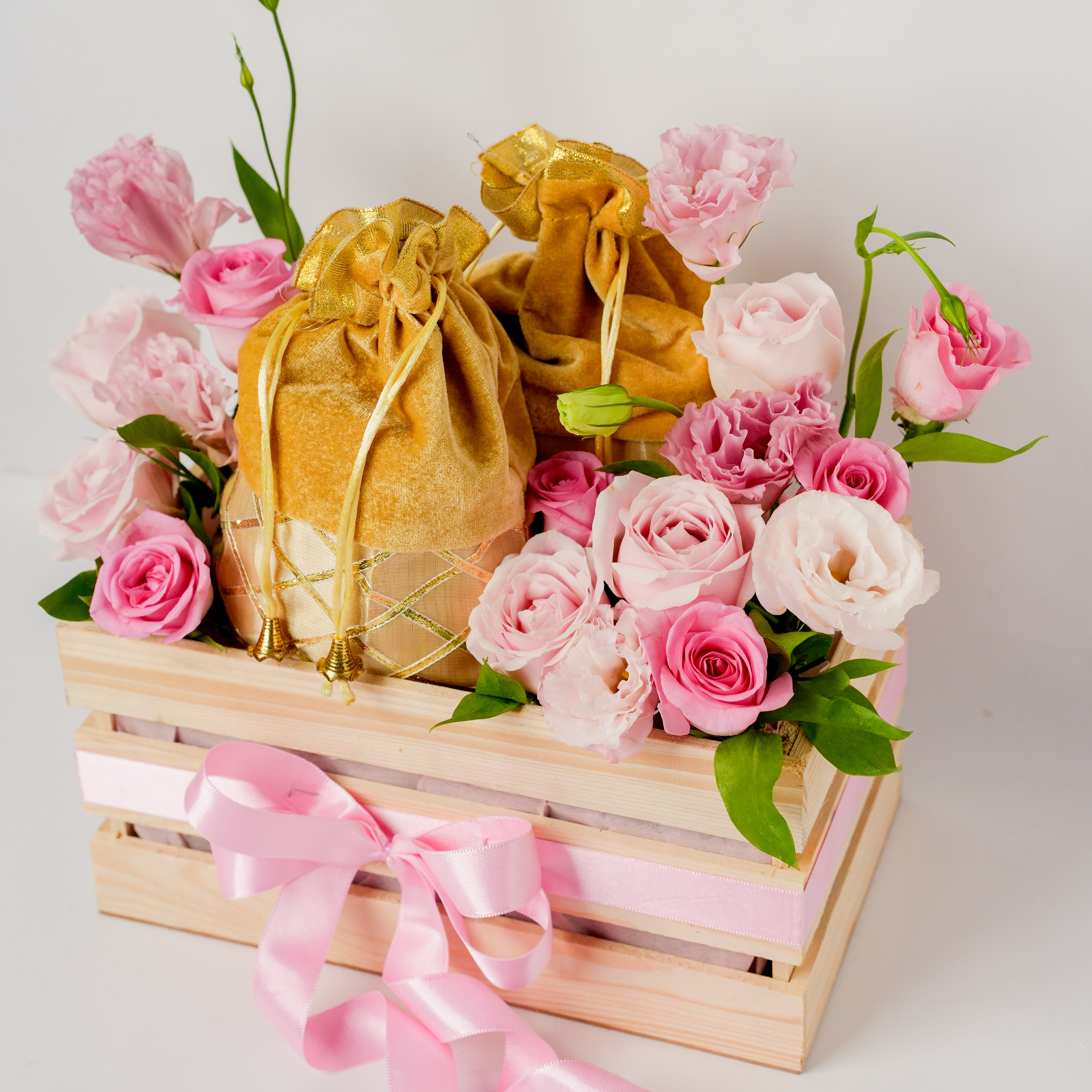 Roses with Dry Fruits Basket