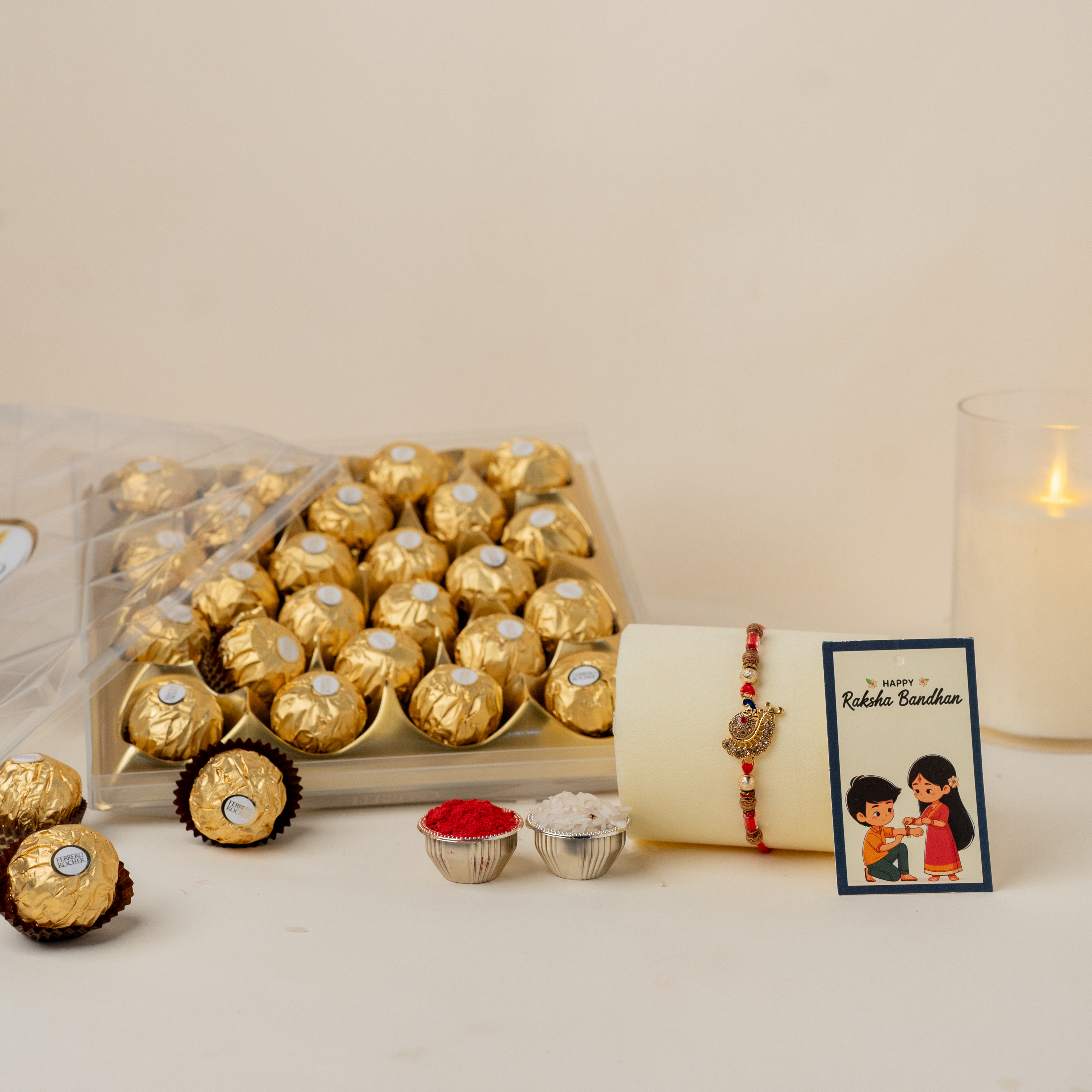 Peacock Rakhi & Ferrero Rocher Peacock Rakhi & Ferrero Rocher