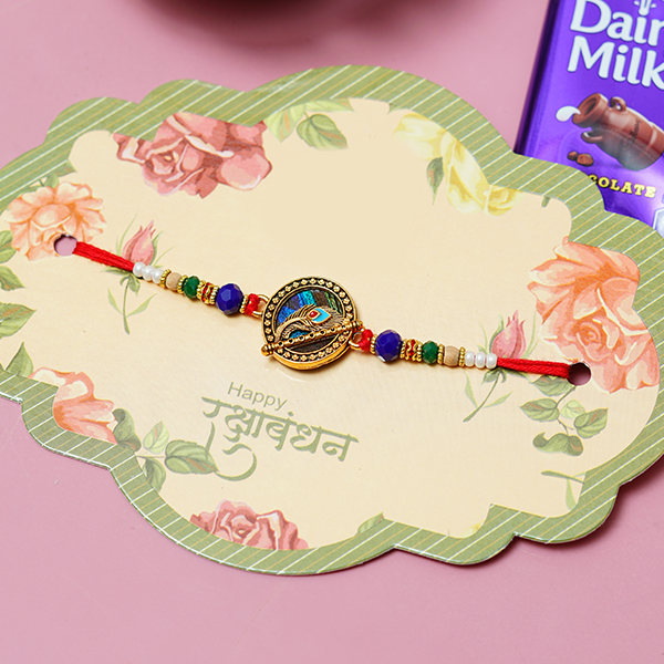 Designer Metal Rakhi with Chocolates & Cashew Nuts