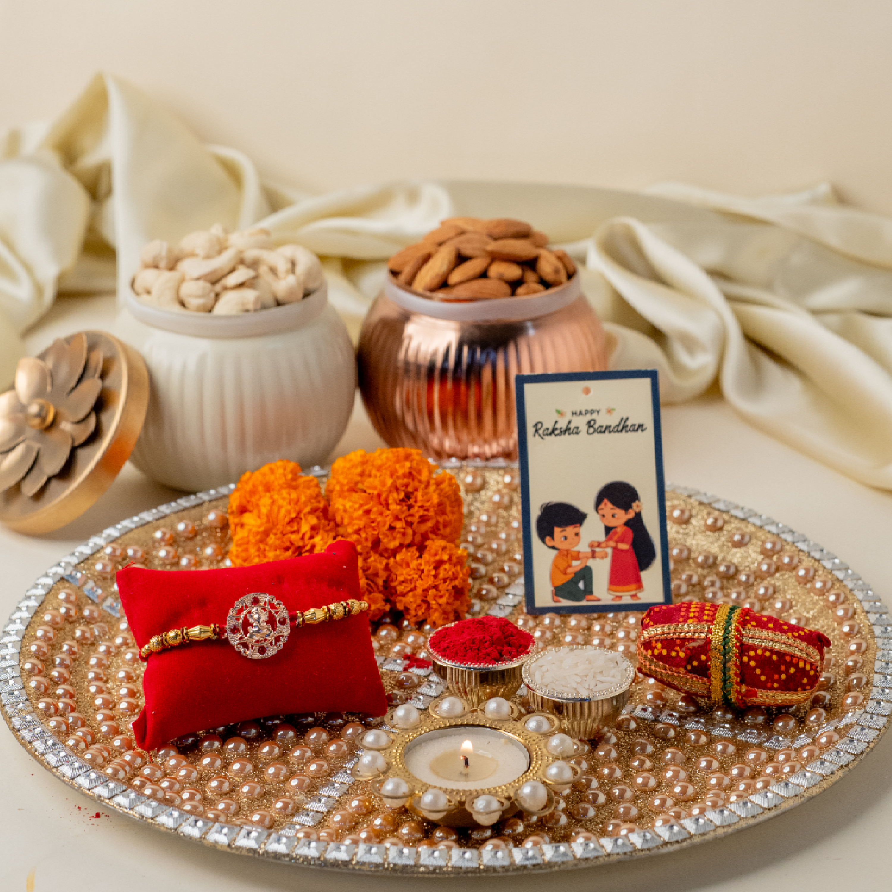 Designer Thali & Ganesh Rakhi Designer Thali & Ganesh Rakhi