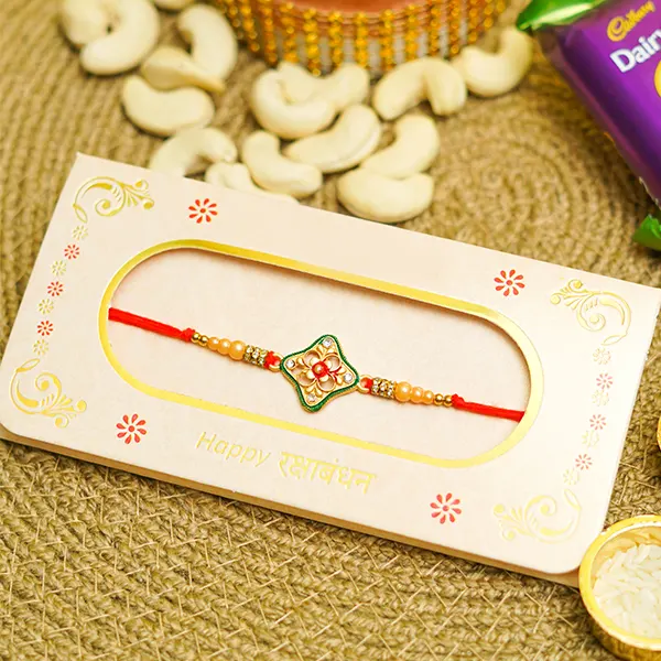 Bead Rakhi with Chocolates and Dry Fruit