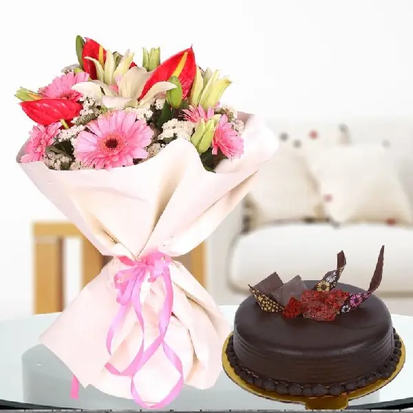 Admirable in Pink with Rich Truffle Cake