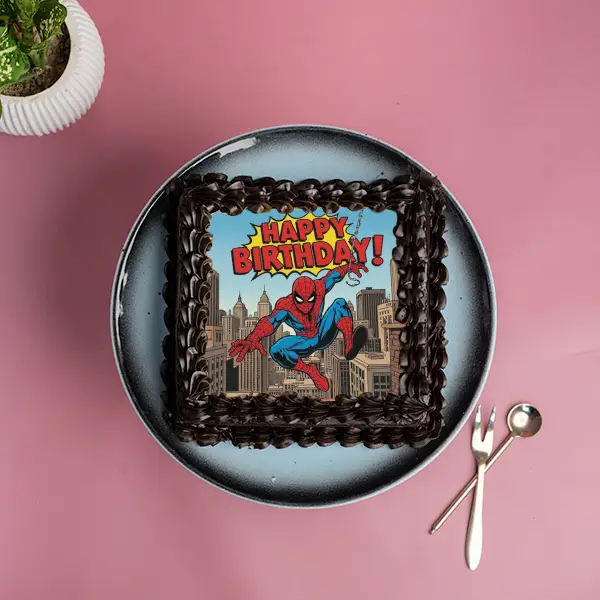 Bdy With Spiderman Cake