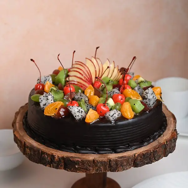 Rich Dark Chocolate Cake with Fresh Fruit