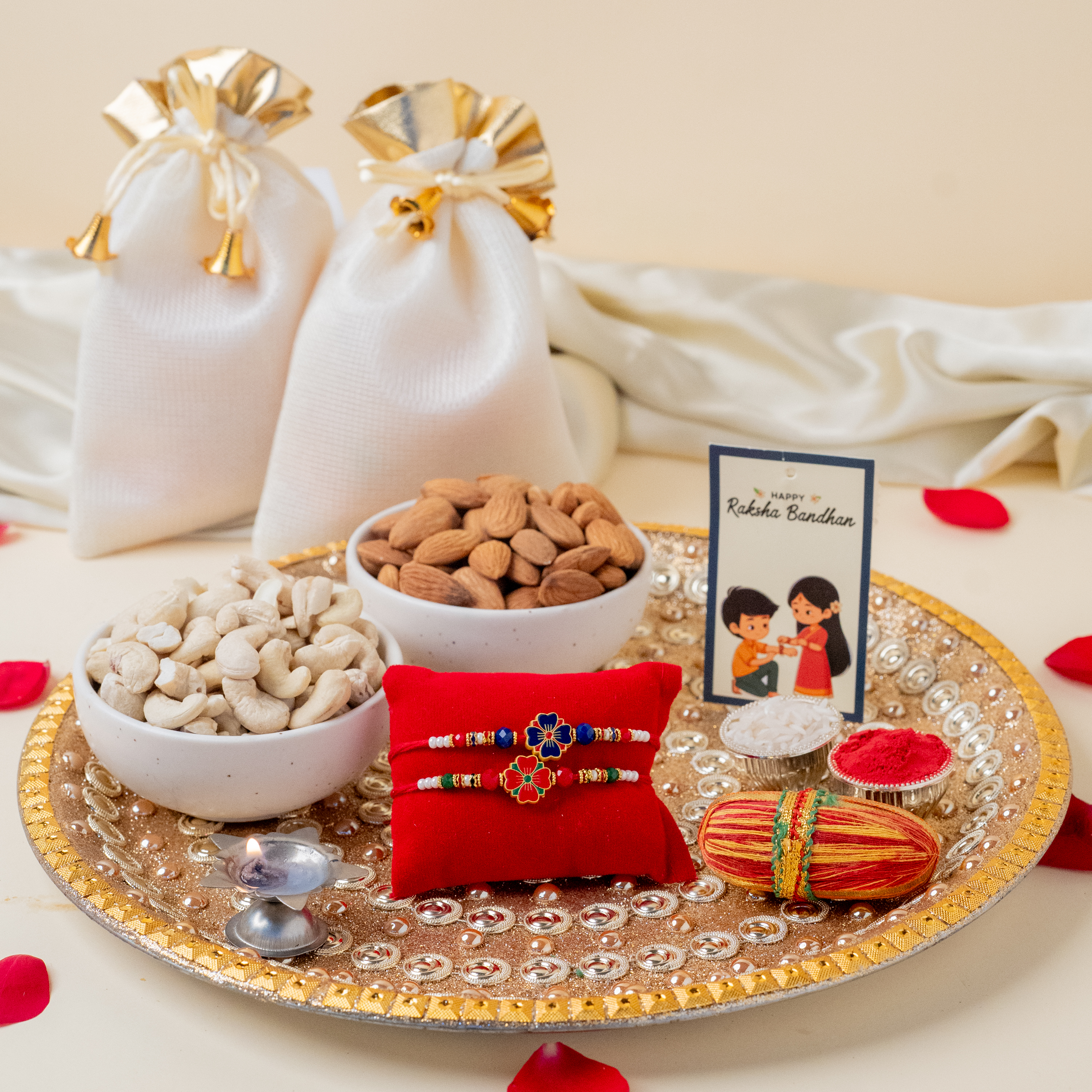 Pearl Rakhi Thali & Dry Fruits