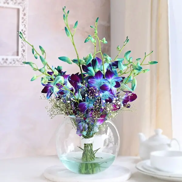 Blue Orchids Fish Bowl