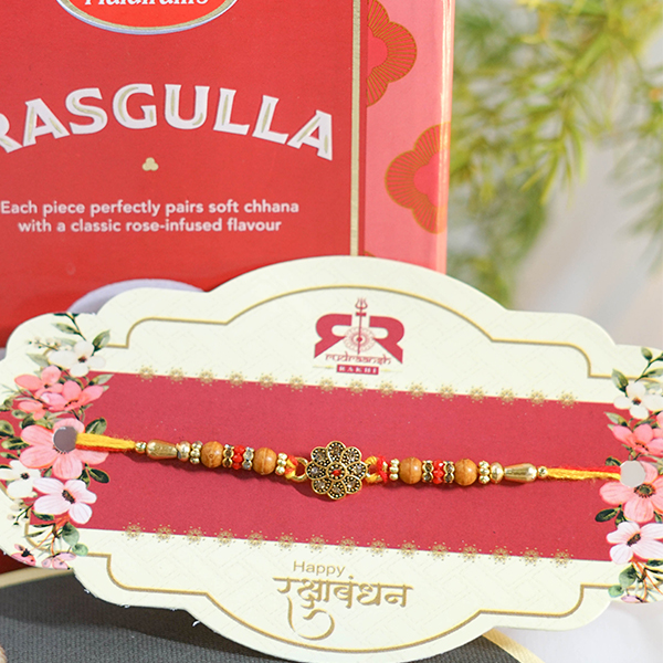 Stone Studded Metal Rakhi Combo