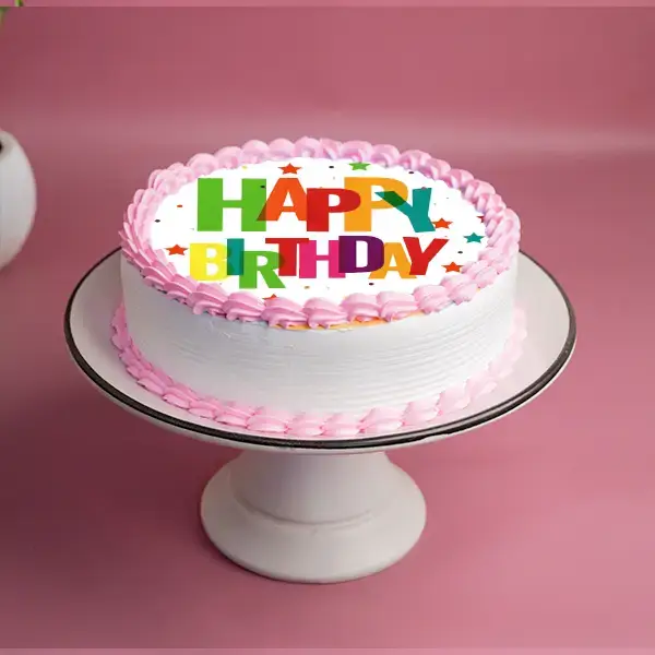 Round Birthday Photo Cake