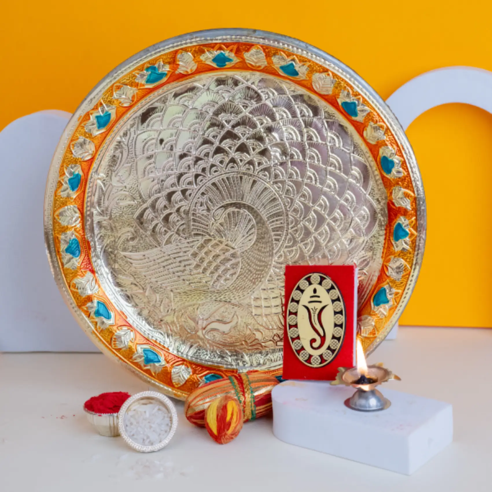 Silver Bhai Dooj Thali Set