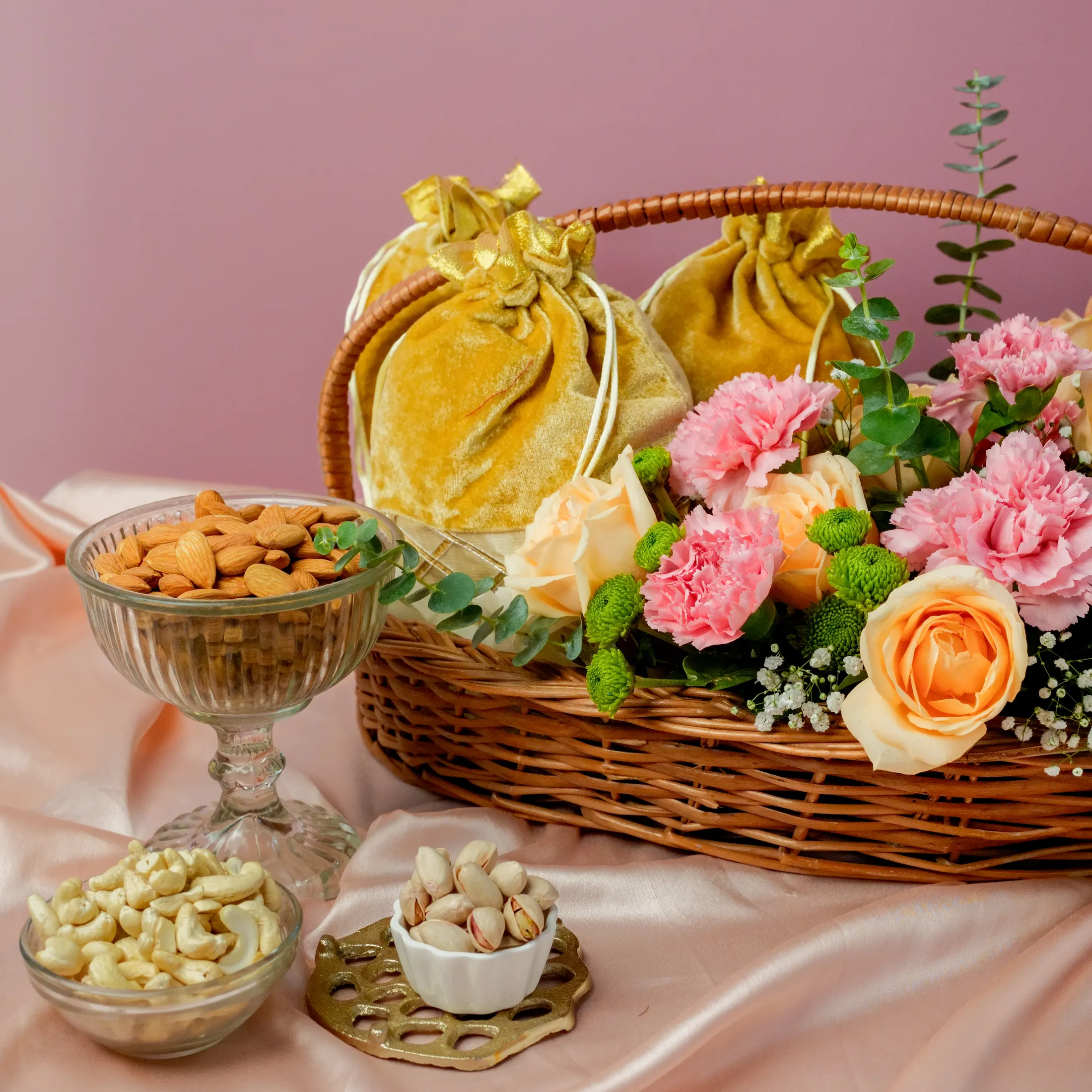 Peach Blossom Dry Fruit Basket