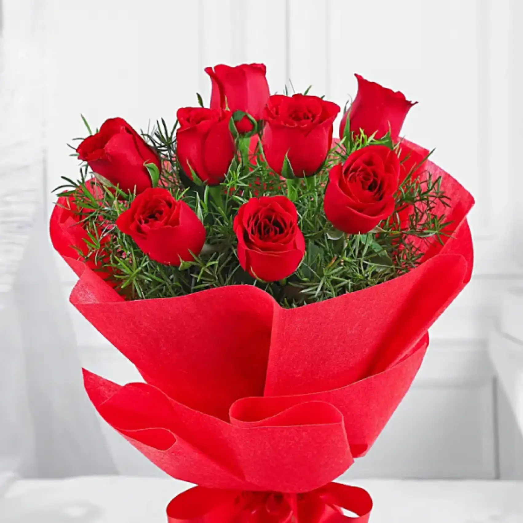 Fresh Flowers Bunch of 8 Red Roses