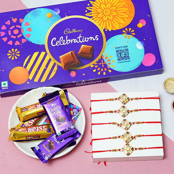 Designer Stone Rakhi with Celebrations