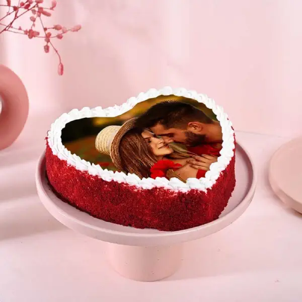 Red Velvet Heart Photo Cake