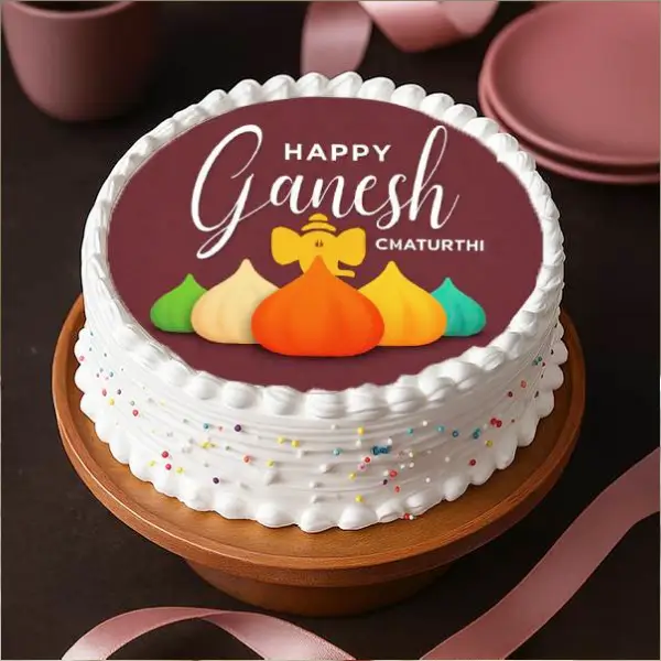 Ganesh Chaturthi Vanilla Photo Cake