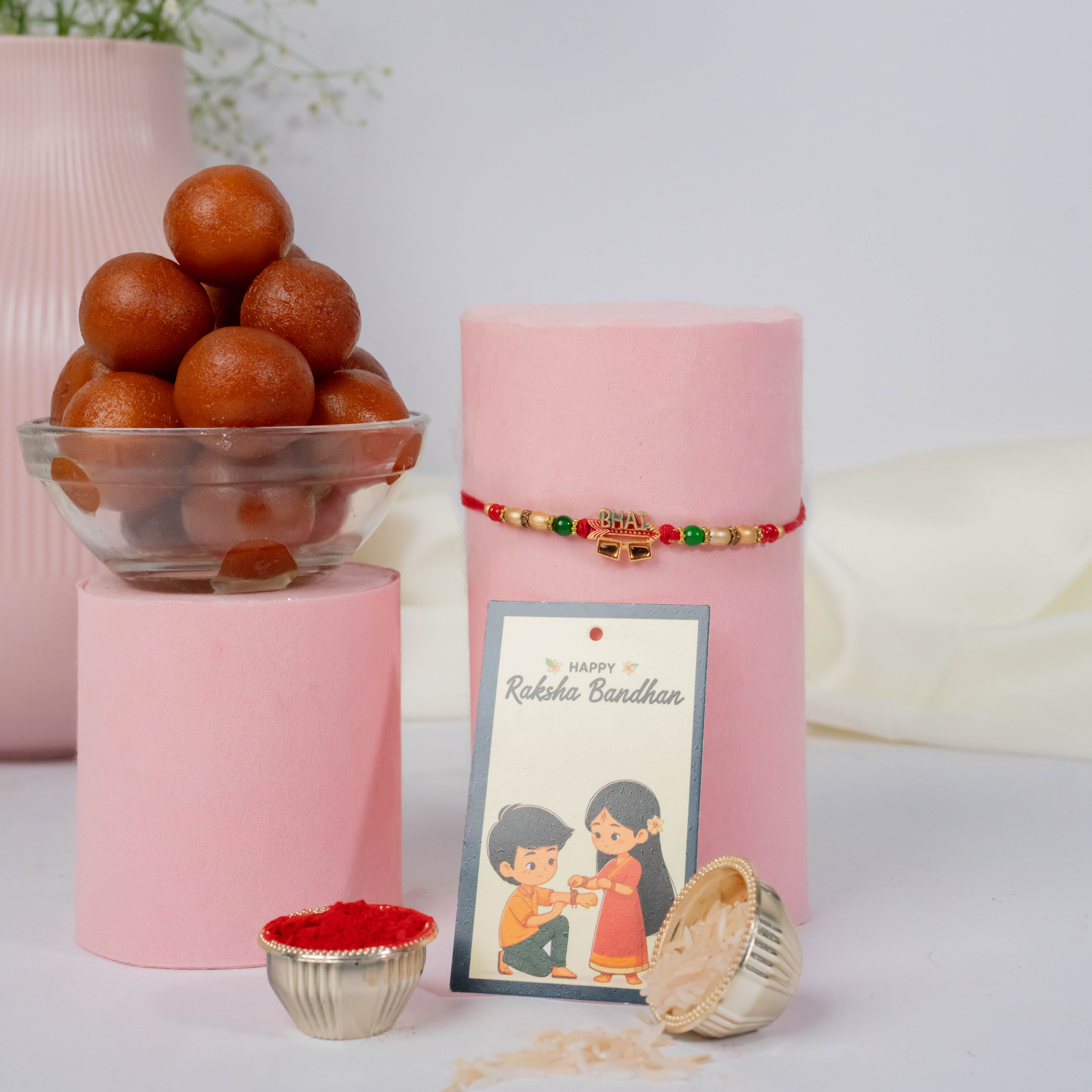 Bead Rakhi with Gulab Jamun