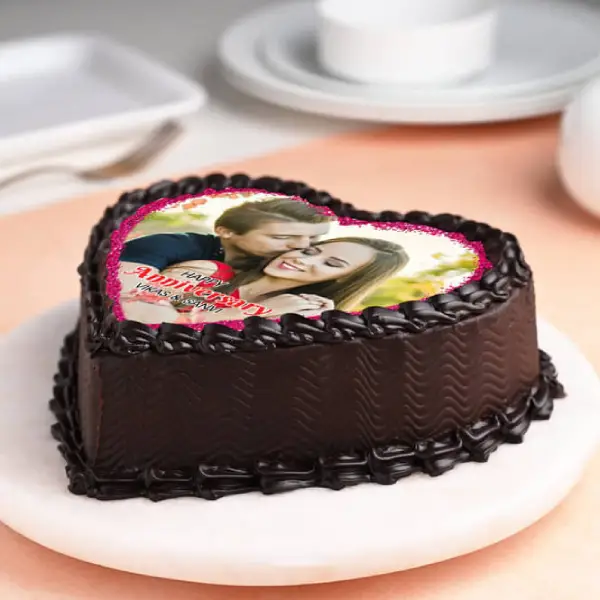 Heart Shape Choco Photo Cake