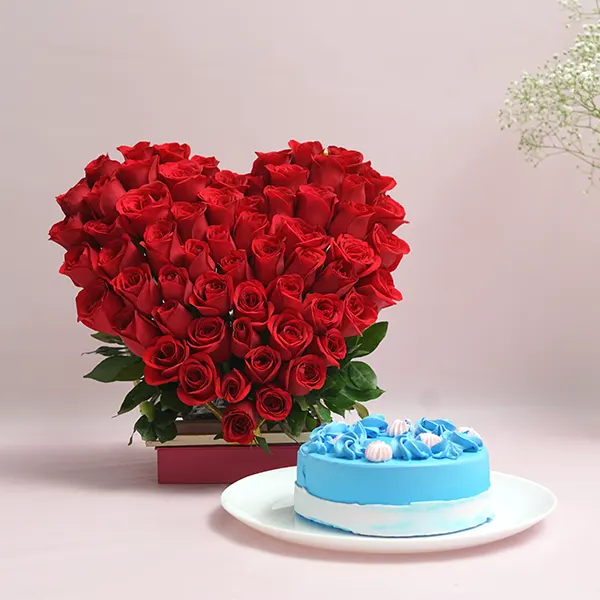 Vanilla Cake & Heartfelt Red Roses