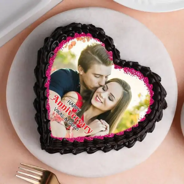Heart Shape Choco Photo Cake