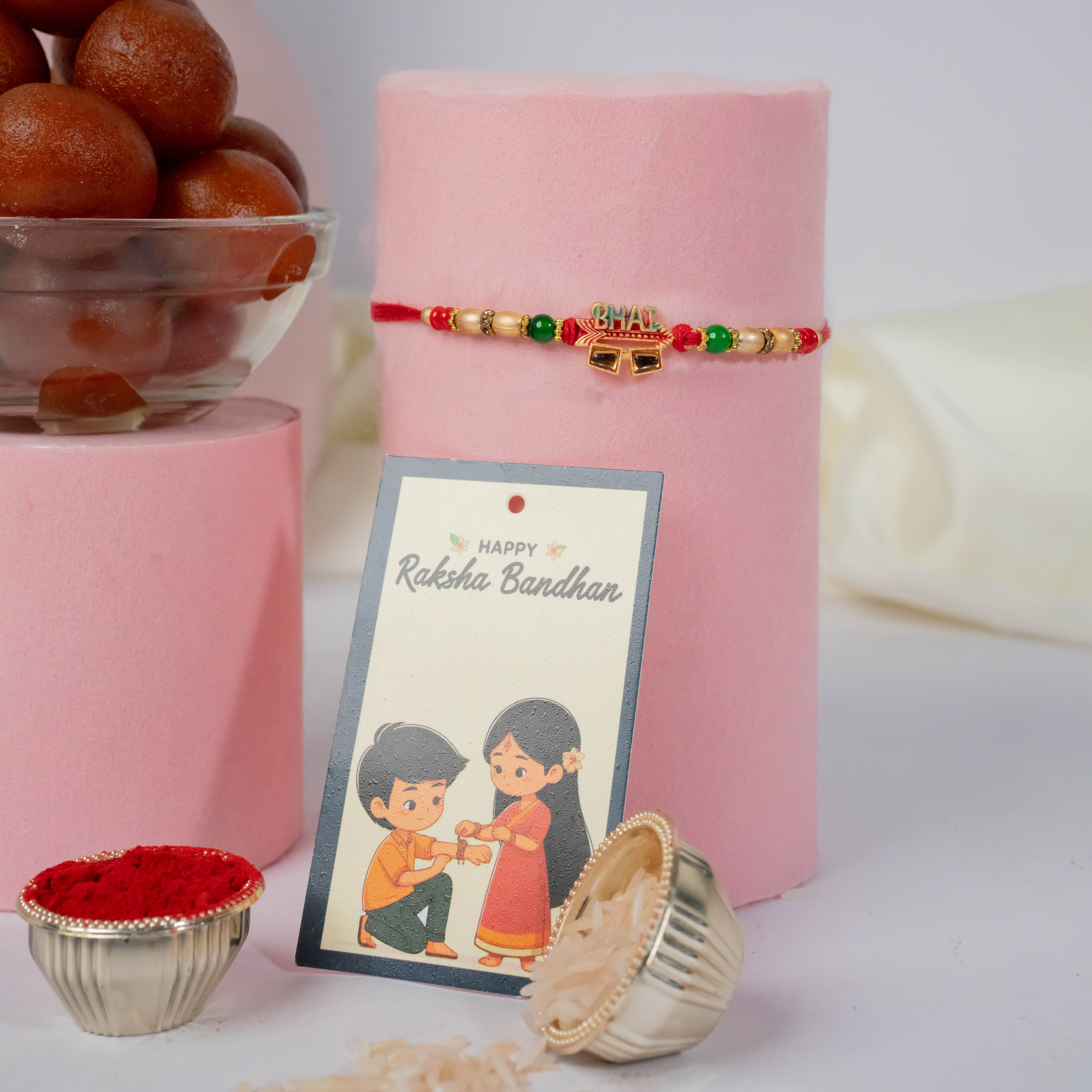 Bead Rakhi with Gulab Jamun