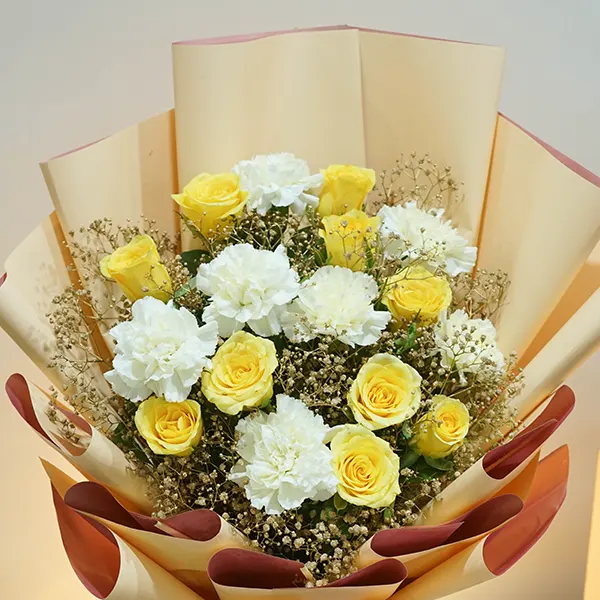 Yellow Roses and White Carnations Charm