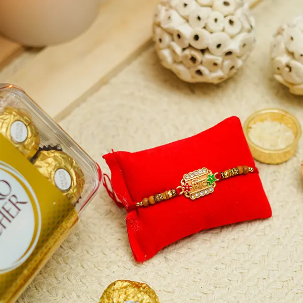 Sacred Bead Rakhi with Ferrero Rocher Chocolate Box