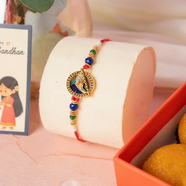 Peacock Rakhi & Mooti Choor Ladoo