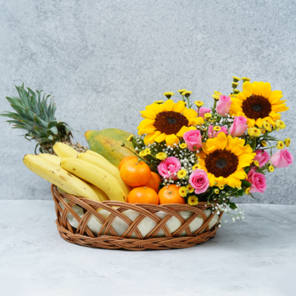 Cheerful Sunflower N Fruit Basket Cheerful Sunflower N Fruit Basket