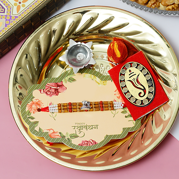 Designer Rudraksh Rakhi with Dry fruit box