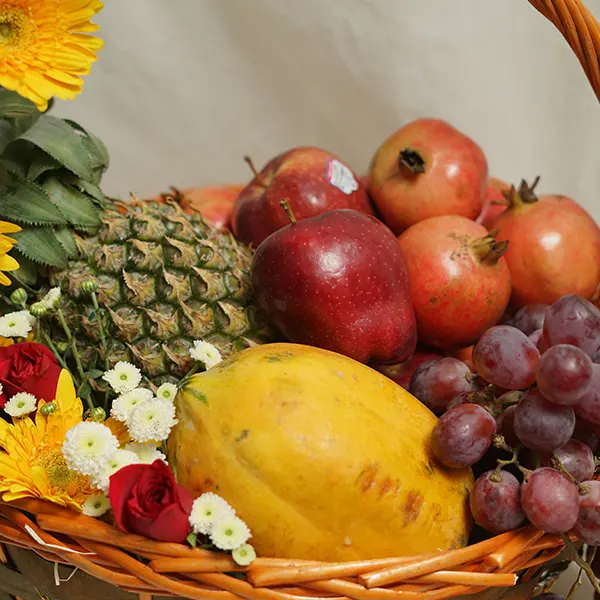 Tropical Fruit Medley with Flowers